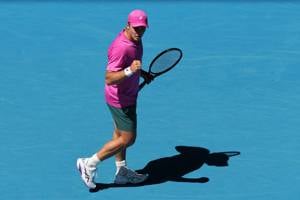 Arthur Fery gives a fist pump at the Australian Open