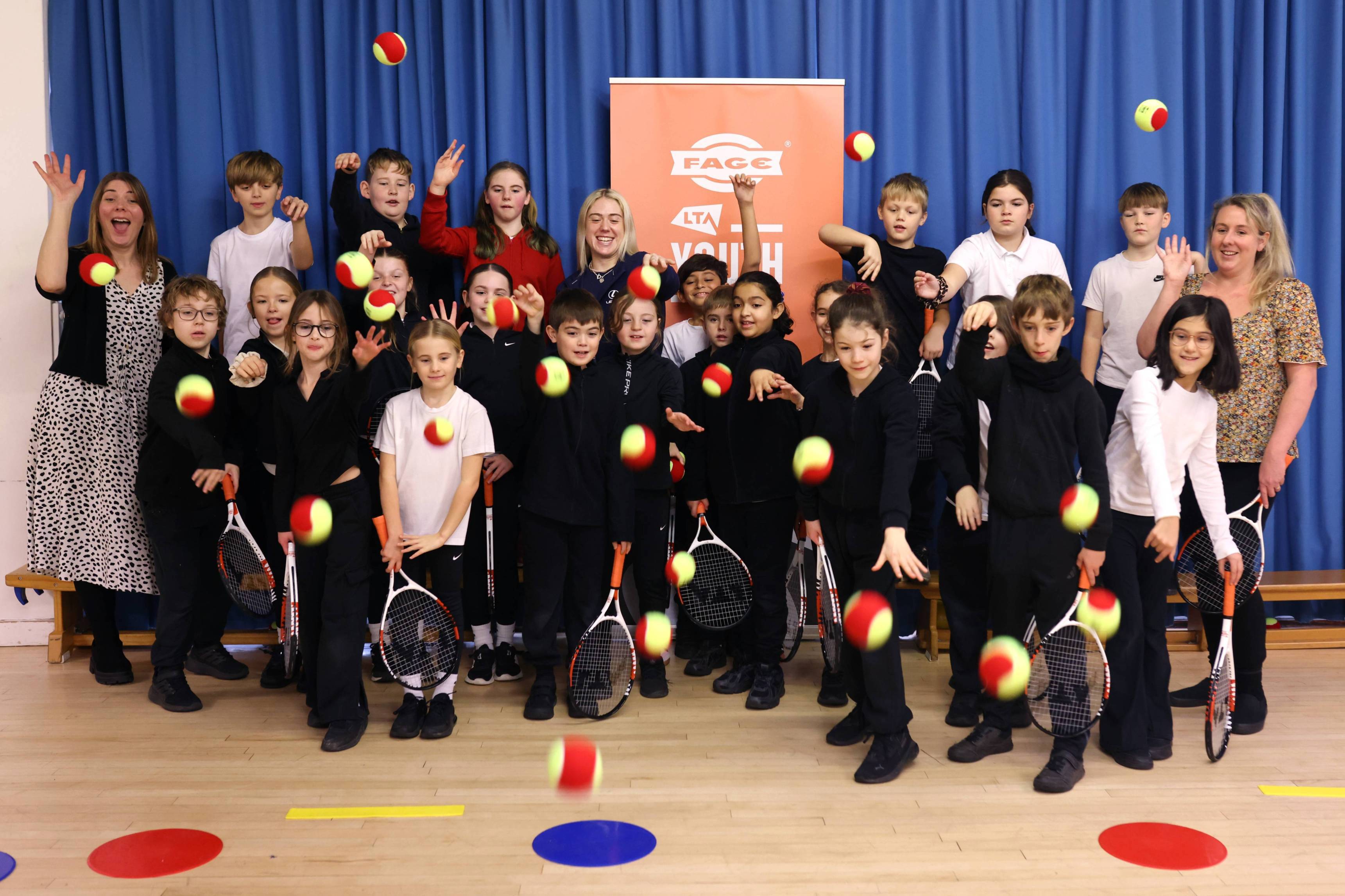 Britain's Sonay Kartal enjoying an LTA Youth session at her former primary school