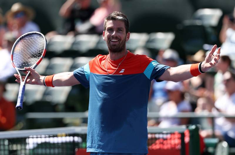 Cam Norrie celebrates making the fourth round at Indian Wells