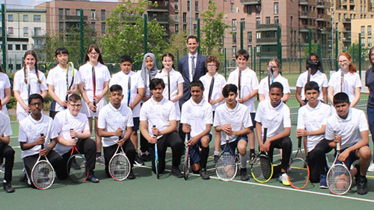 East London's St Paul's way trust school pupils pose for a picture with staff