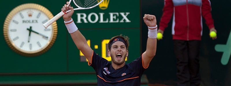 Cam Norrie celebrating at the 2018 Davis Cup