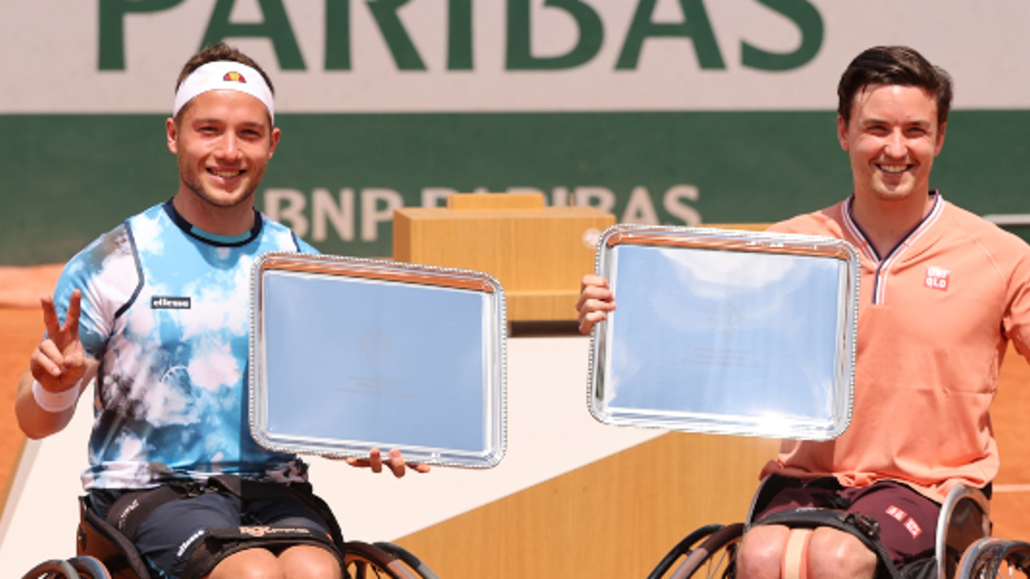 Alfie Hewett and Gordon Reid celebrating their doubles win at the 2021 French Open