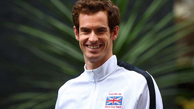 portrait of andy murray smiling wearing davis cup team jacket
