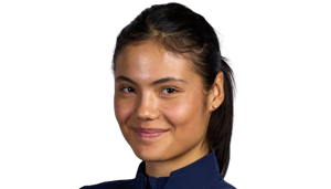 Head shot cut out image of British tennis player Emma Raducanu.