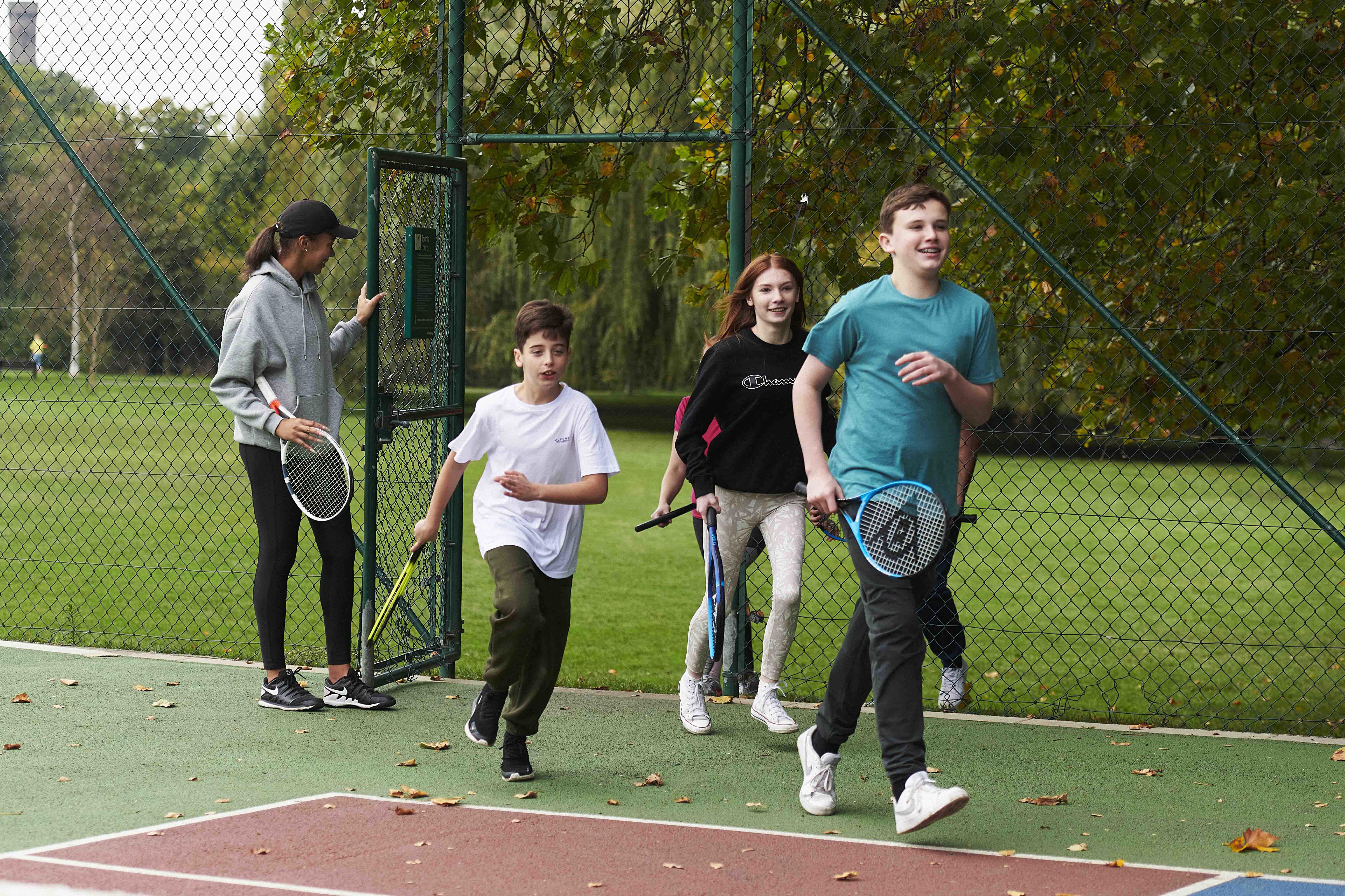 Kids running out on court