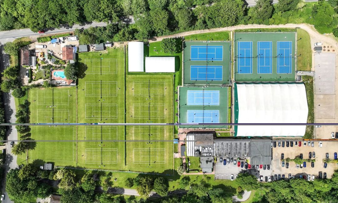An aerial view of West Worthing Tennis Club's courts